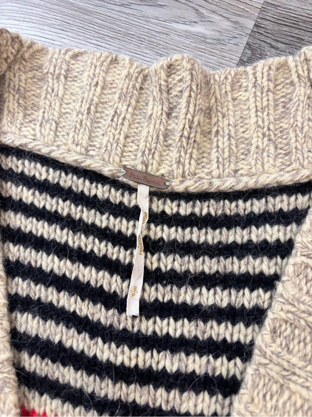 Free People Wool Cardigan Multicolor Striped Button-Up Cardigan Sweater Small - Picture 5 of 5